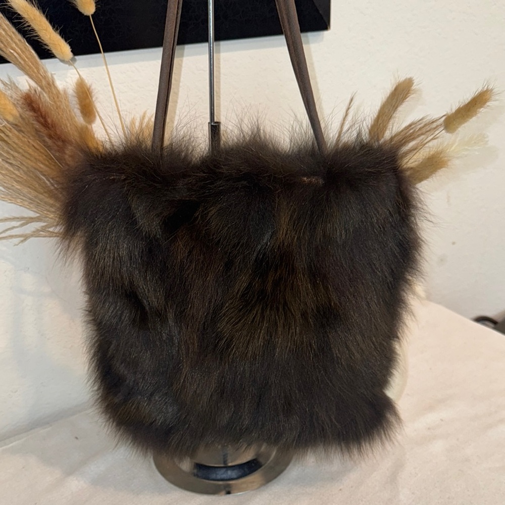 Authentic Junko Shimada Chic Brown Fur Tote Bag - Picture 4 of 10